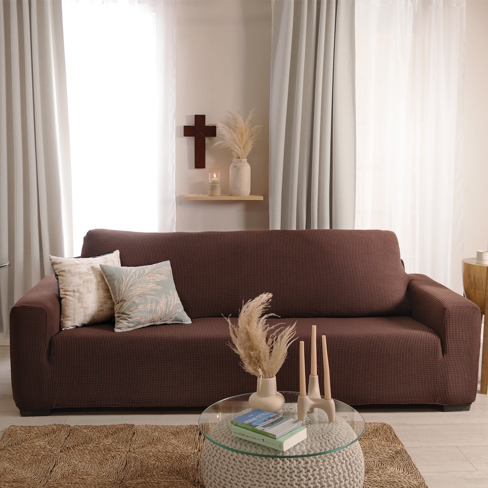 Funda De Sillón Niza Café 3 PUESTOS