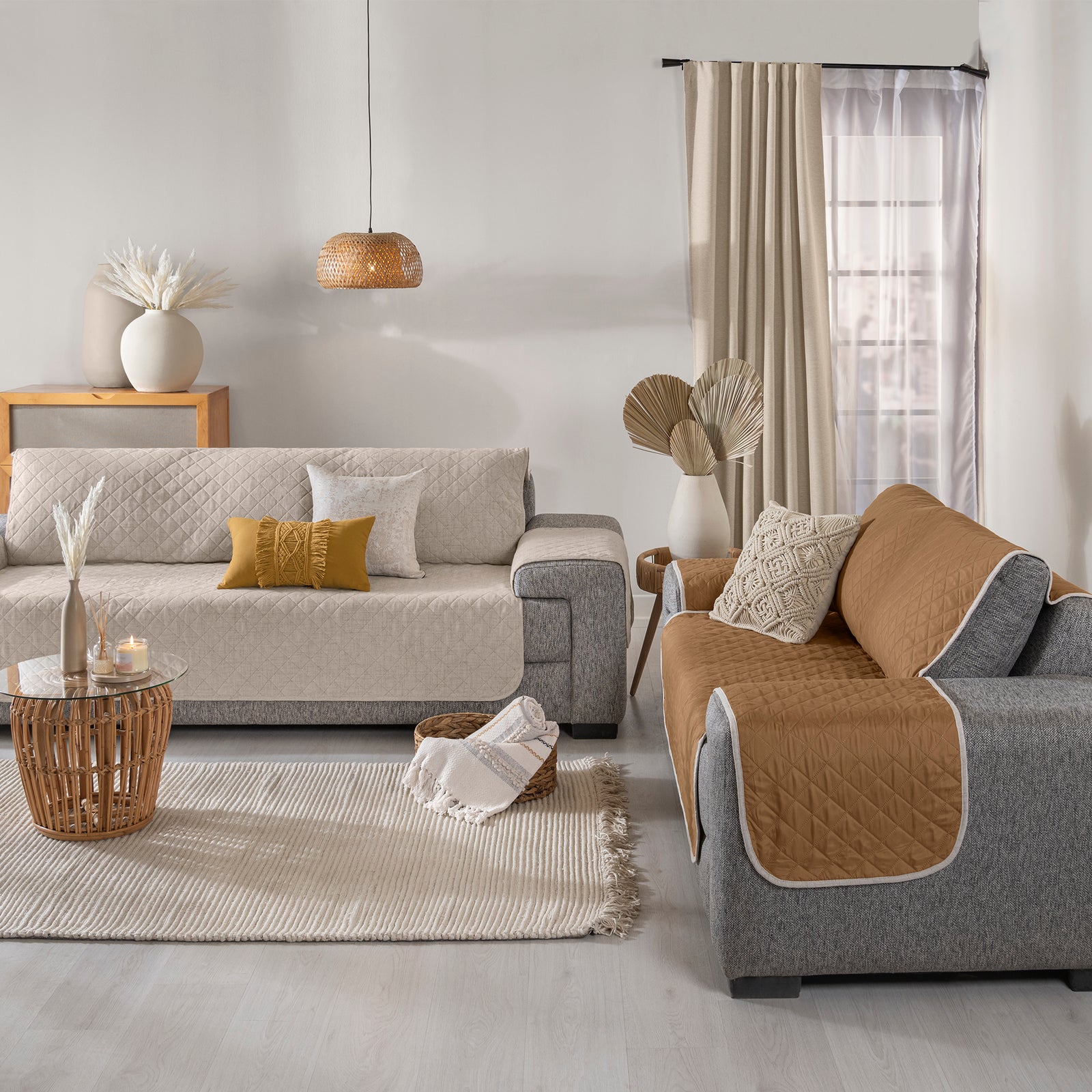 Protector De Sala Beige 3 PUESTOS