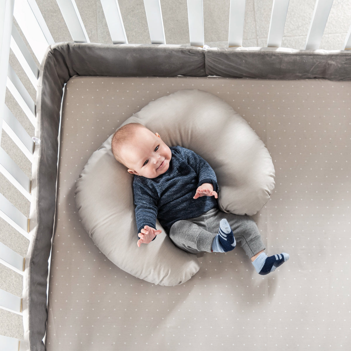 Almohada Lactancia Washed Gris UNI