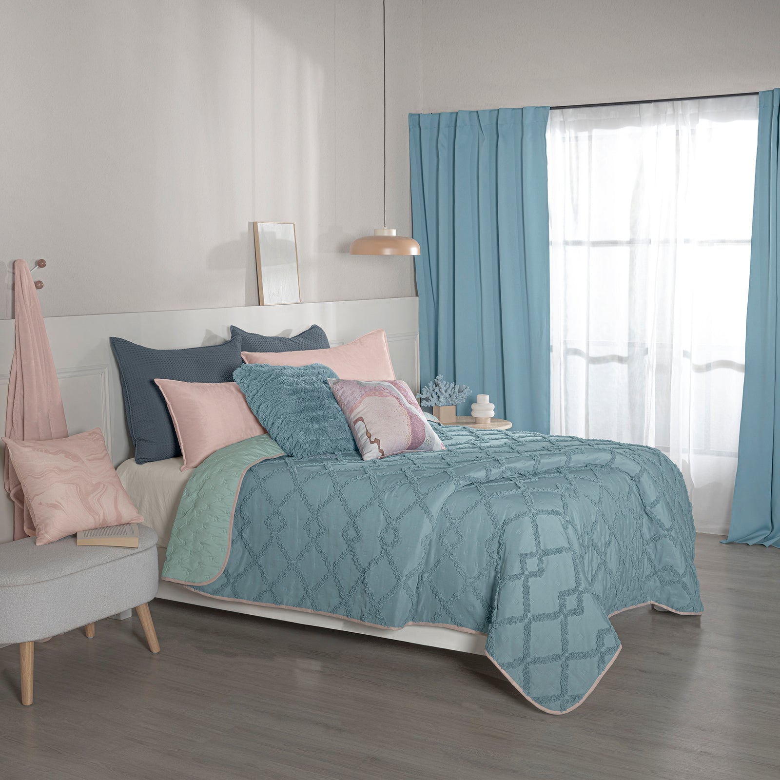 Cubrelecho Nuut Celeste DOBLE