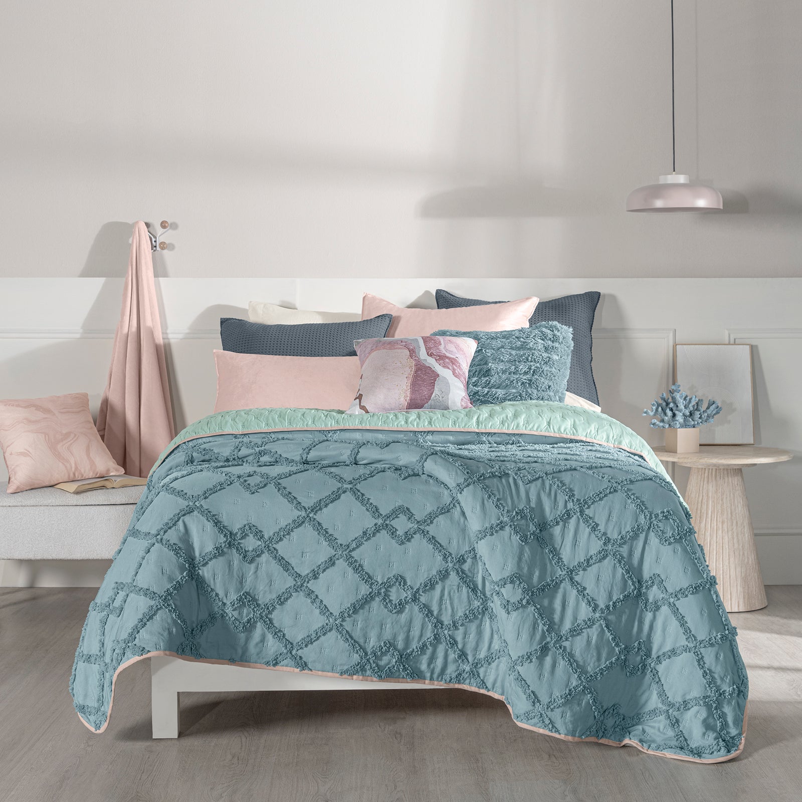 Cubrelecho Nuut Celeste DOBLE